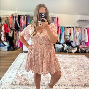 Women's Pink V-Neck Dress